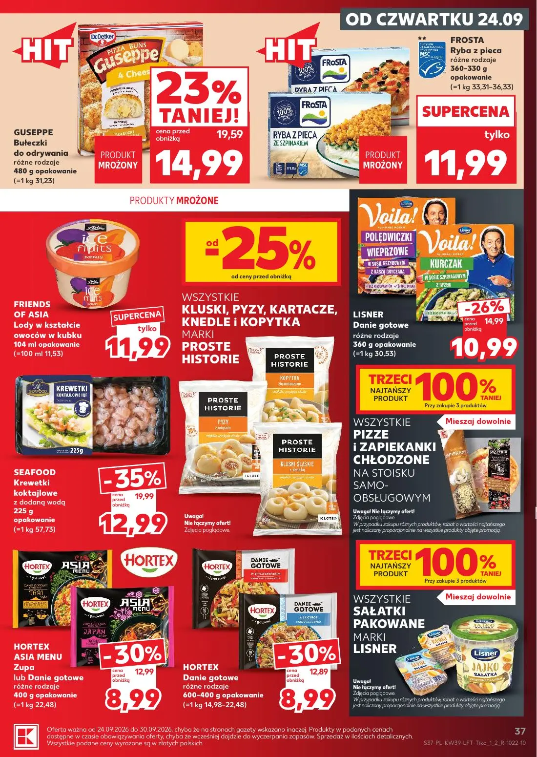 Kaufland gazetka, strona 37 z 69 — SEAFOOD Krewetki koktajlowe z dodaną wodą, GUSEPPE Bułeczki do odrywania, LISNER Danie go…