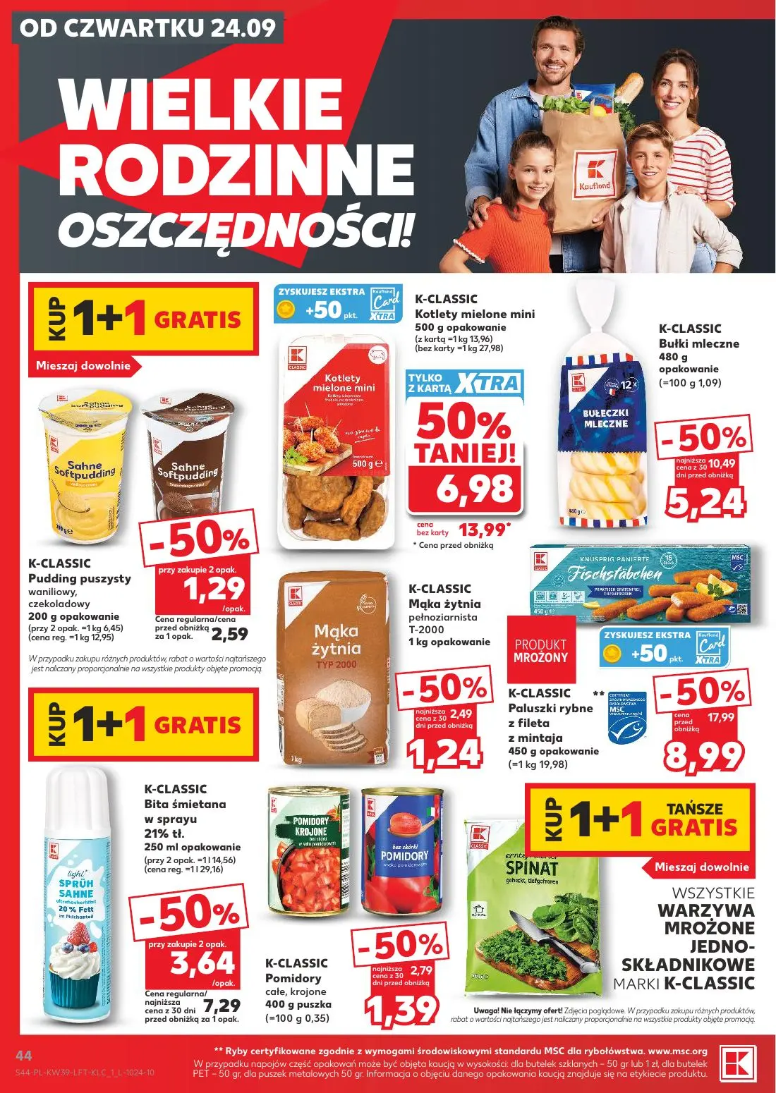 Kaufland gazetka, strona 44 z 69 — K-CLASSIC Paluszki rybne z fileta z mintaja, K-CLASSIC Kotlety mielone mini, K-CLASSIC Bu…