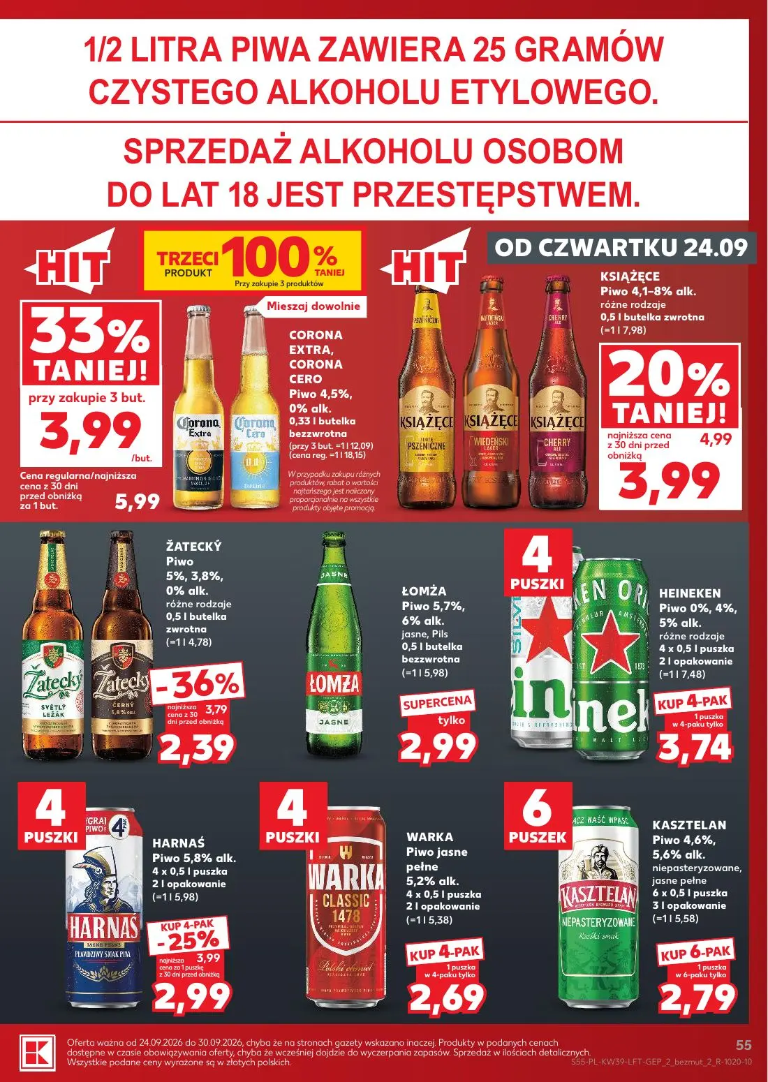 Kaufland gazetka, strona 55 z 69 — CORONA EXTRA, CORONA CERO, ŽATECKÝ, KSIĄŻĘCE