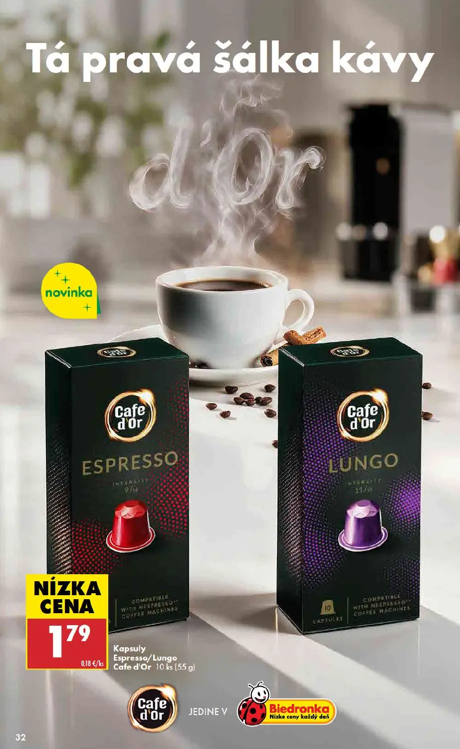 Biedronka leták, strana 32 z 48 — Kapsuly Cafe d'Or Espresso/Lungo