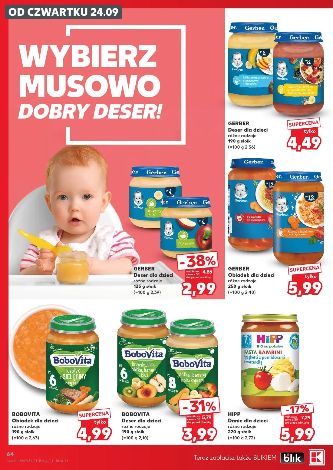 Kaufland gazetka, strona 64 z 69 — GERBER Deser dla dzieci, BOBOVITA Deser dla dzieci, HIPP Danie dla dzieci