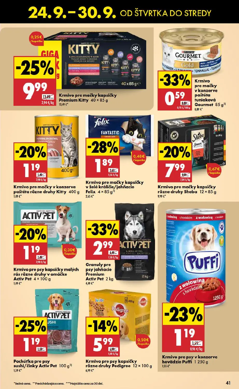 Biedronka leták, strana 41 z 48 — Krmivo pre mačky kapsičky Premium Kitty, Krmivo pre mačky kapsičky rôzne druhy Sheba, Gran…