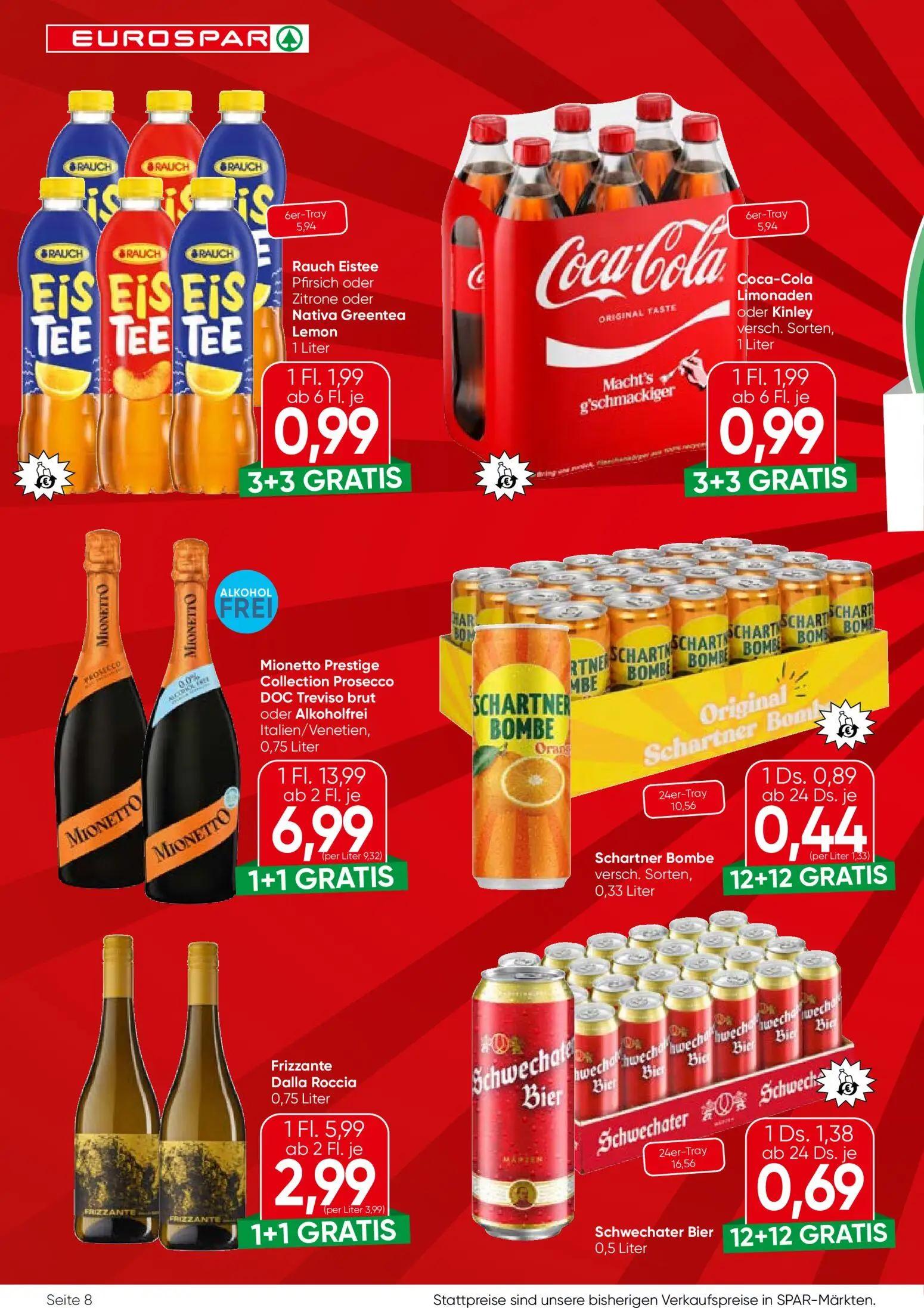 Eurospar Prospekt, Seite 8 von 16 — Mionetto Prestige Collection Prosecco DOC Treviso brut oder Alkoholfrei, Frizzante Dalla…