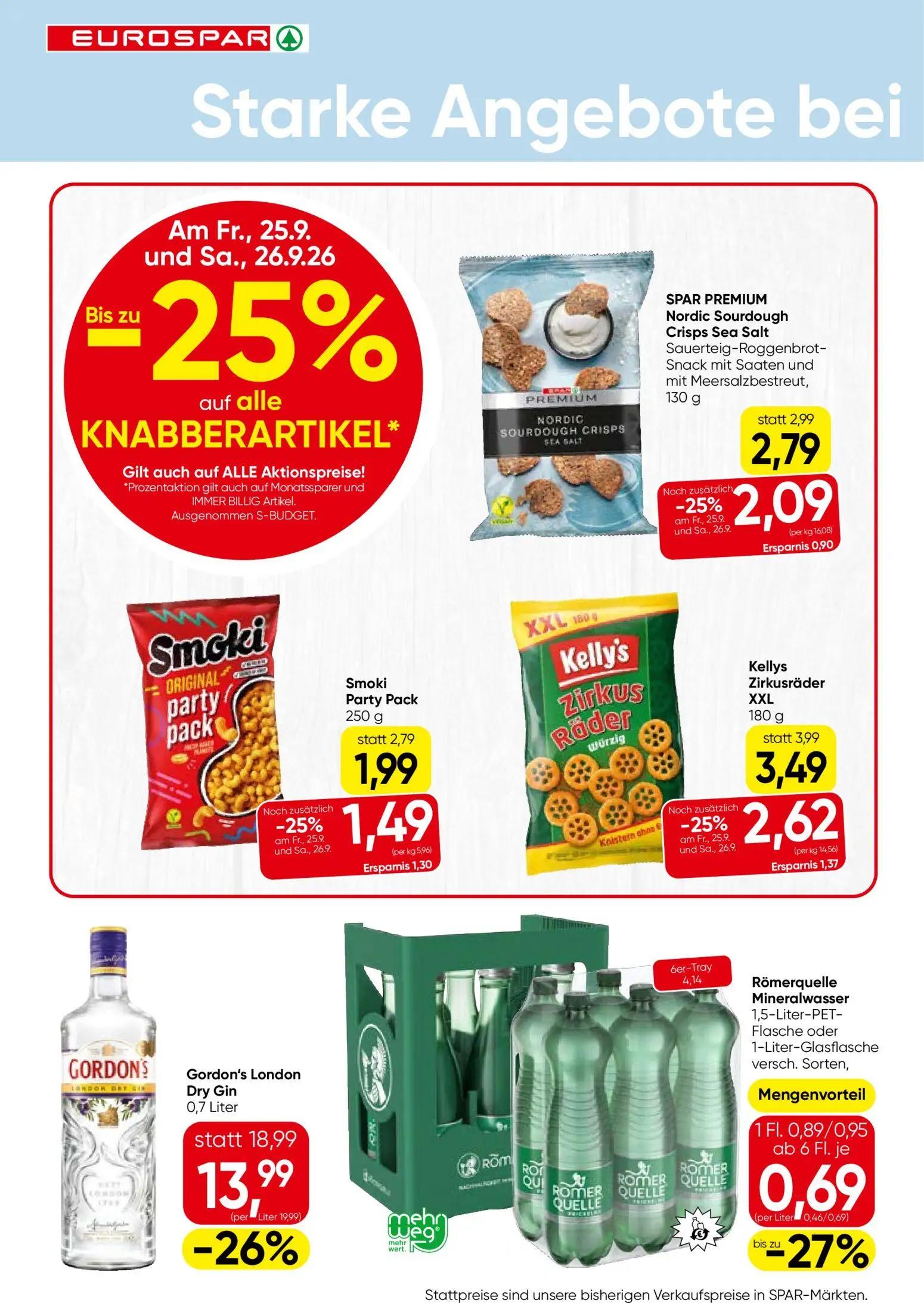 Eurospar Prospekt, Seite 10 von 16 — Gordon's London Dry Gin, Kellys Zirkusräder XXL, Smoki Party Pack