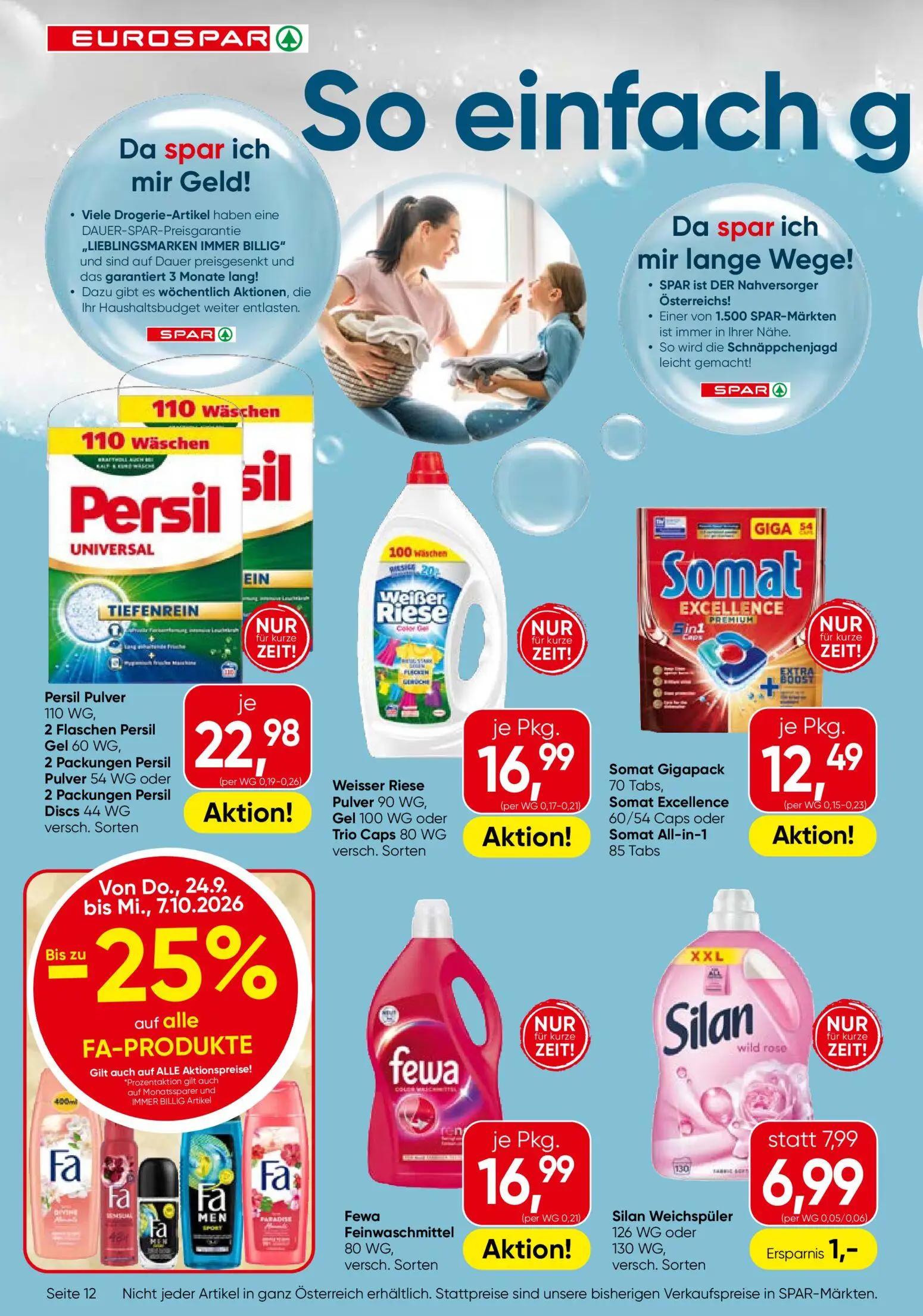 Eurospar Prospekt, Seite 12 von 16 — Silan Weichspüler, Silan Weichspüler, Persil Pulver