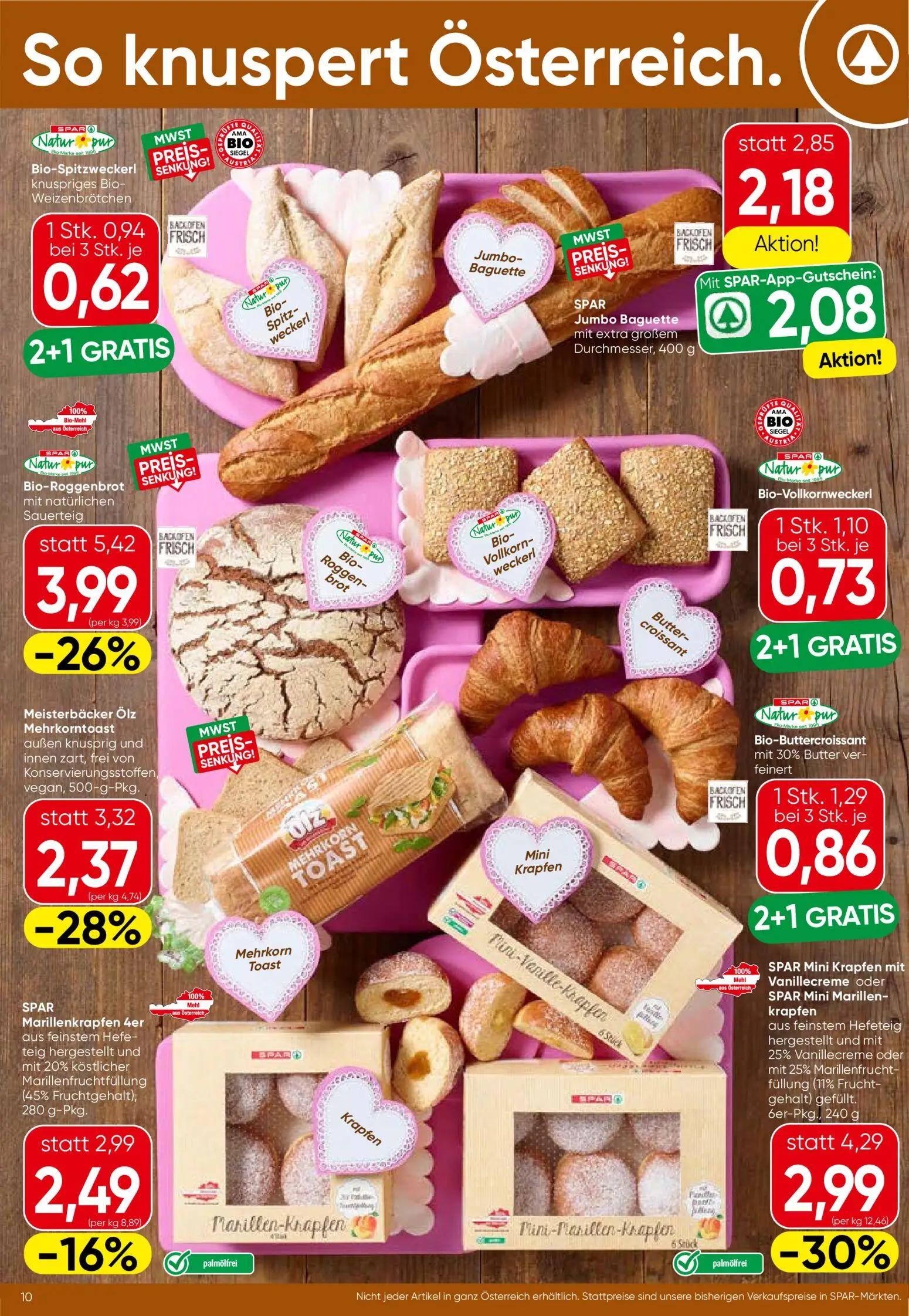 Spar Prospekt, Seite 10 von 20 — Bio-Roggenbrot, Mini Krapfen, Meisterbäcker Ölz Mehrkorntoast