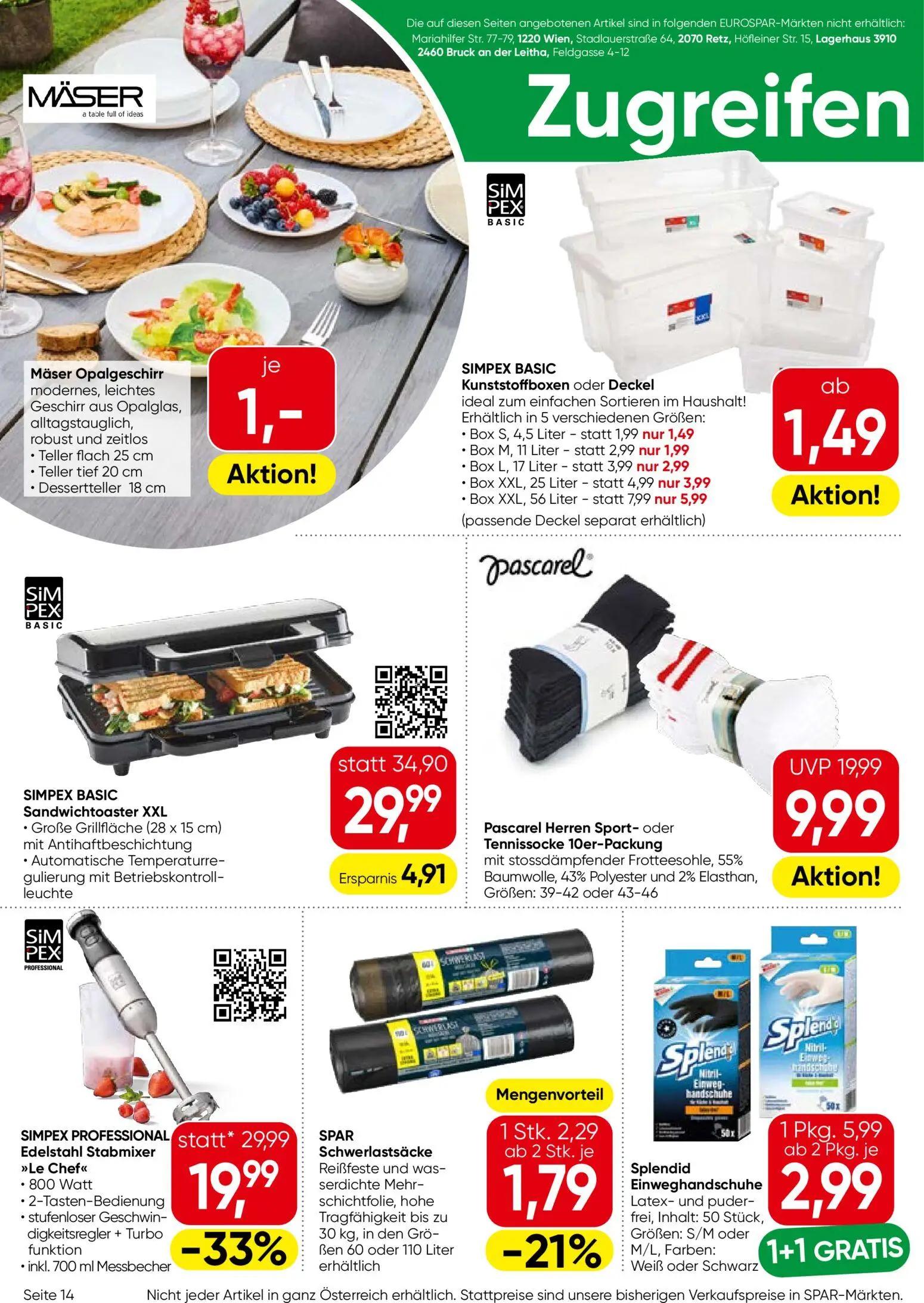 Eurospar Prospekt, Seite 14 von 16 — Pascarel Herren Sport- oder Tennissocke 10er-Packung, SIMPEX PROFESSIONAL Edelstahl Sta…