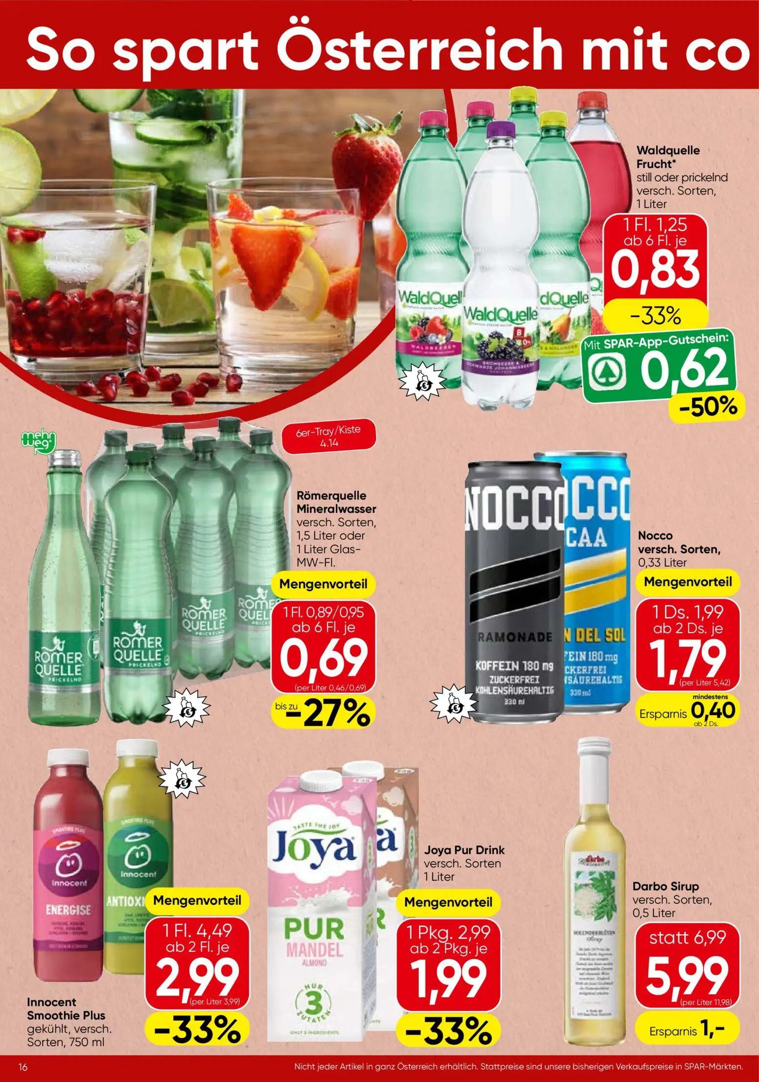 Spar Prospekt, Seite 16 von 20 — Innocent Smoothie Plus, Joya Pur Drink, Darbo Sirup