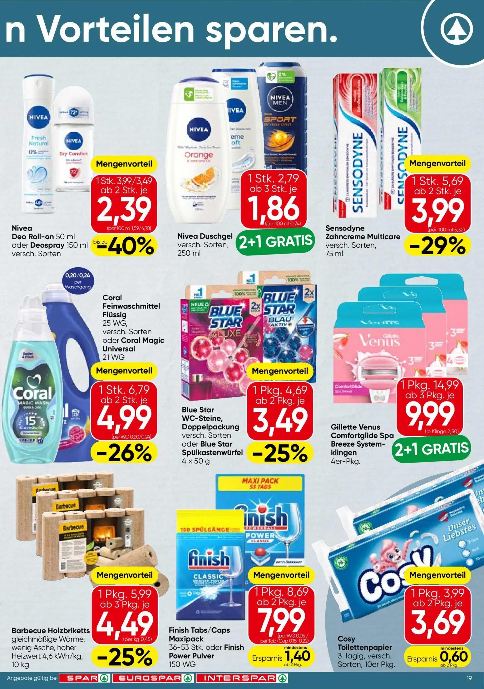 Spar Prospekt, Seite 19 von 20 — Gillette Venus Comfortglide Spa Breeze System-klingen, Coral Feinwaschmittel Flüssig 25 WG,…