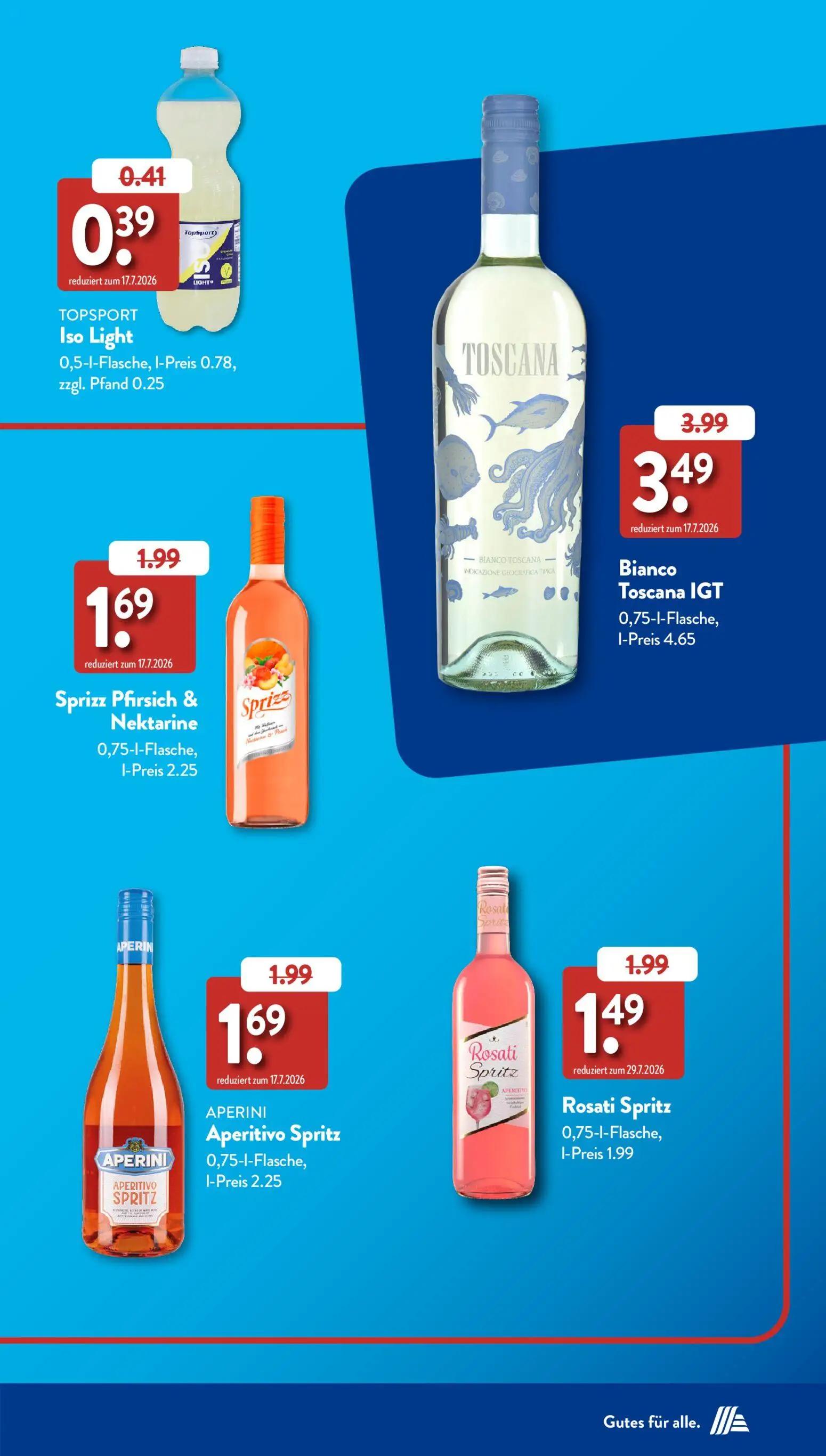 Aldi Süd Prospekt, Seite 21 von 60 — Bianco Toscana IGT, Rosati Spritz, Sprizz Pfirsich & Nektarine