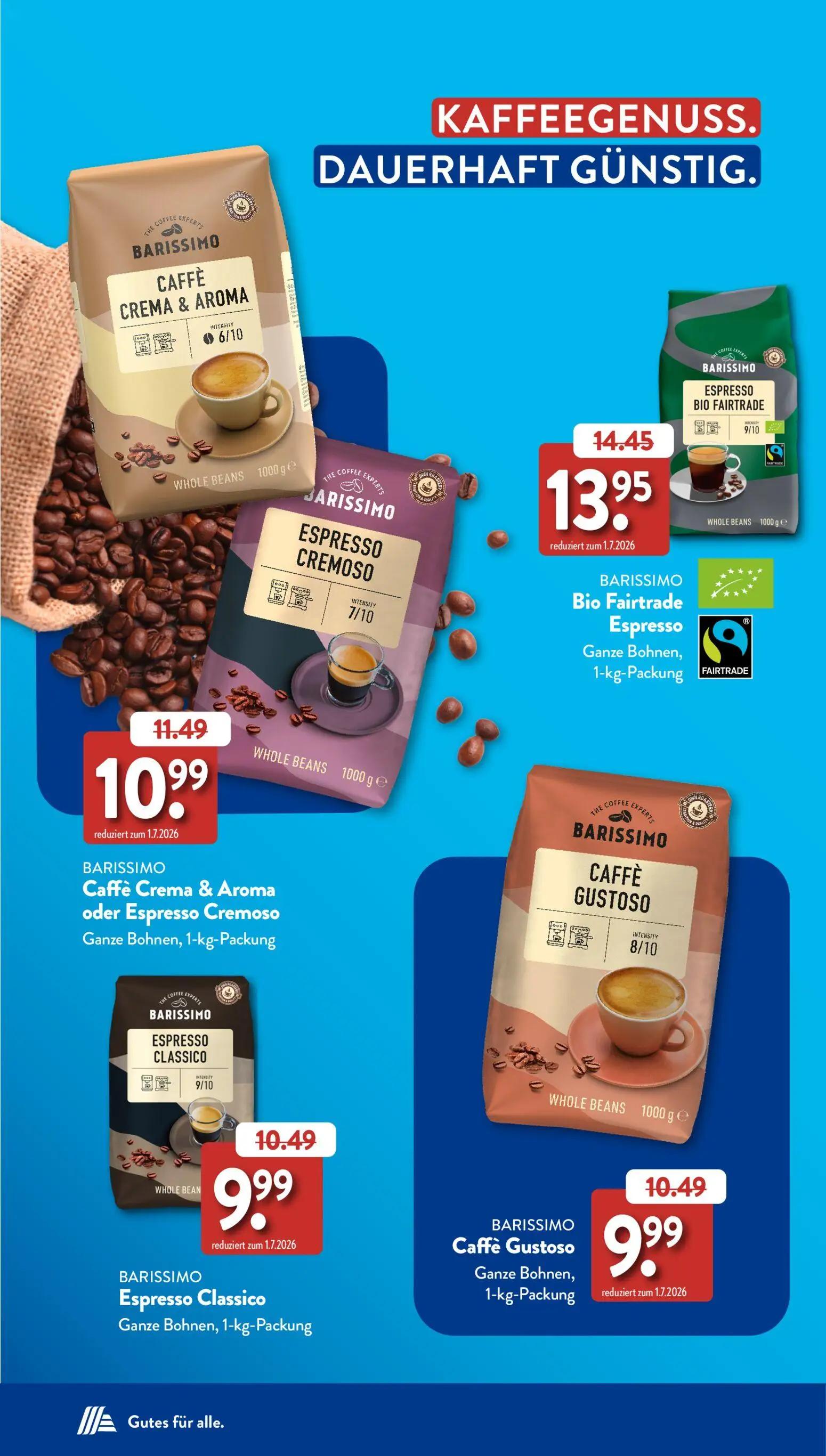 Aldi Süd Prospekt, Seite 22 von 60 — BARISSIMO Caffè Crema & Aroma, BARISSIMO Espresso Cremoso, BARISSIMO Bio Fairtrade Espr…