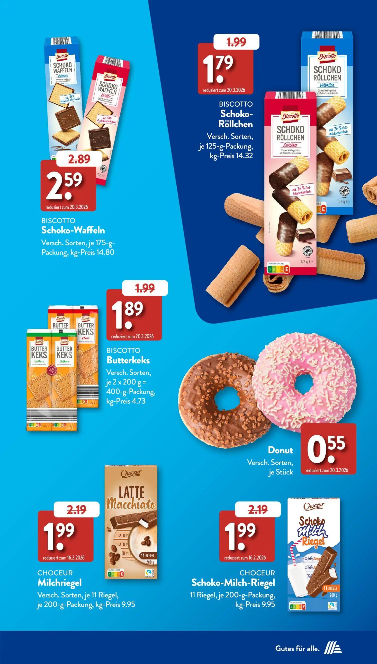 Aldi Süd Prospekt, Seite 39 von 60 — BISCOTTO Schoko-Waffeln, BISCOTTO Schoko-Röllchen, CHOCEUR Milchriegel
