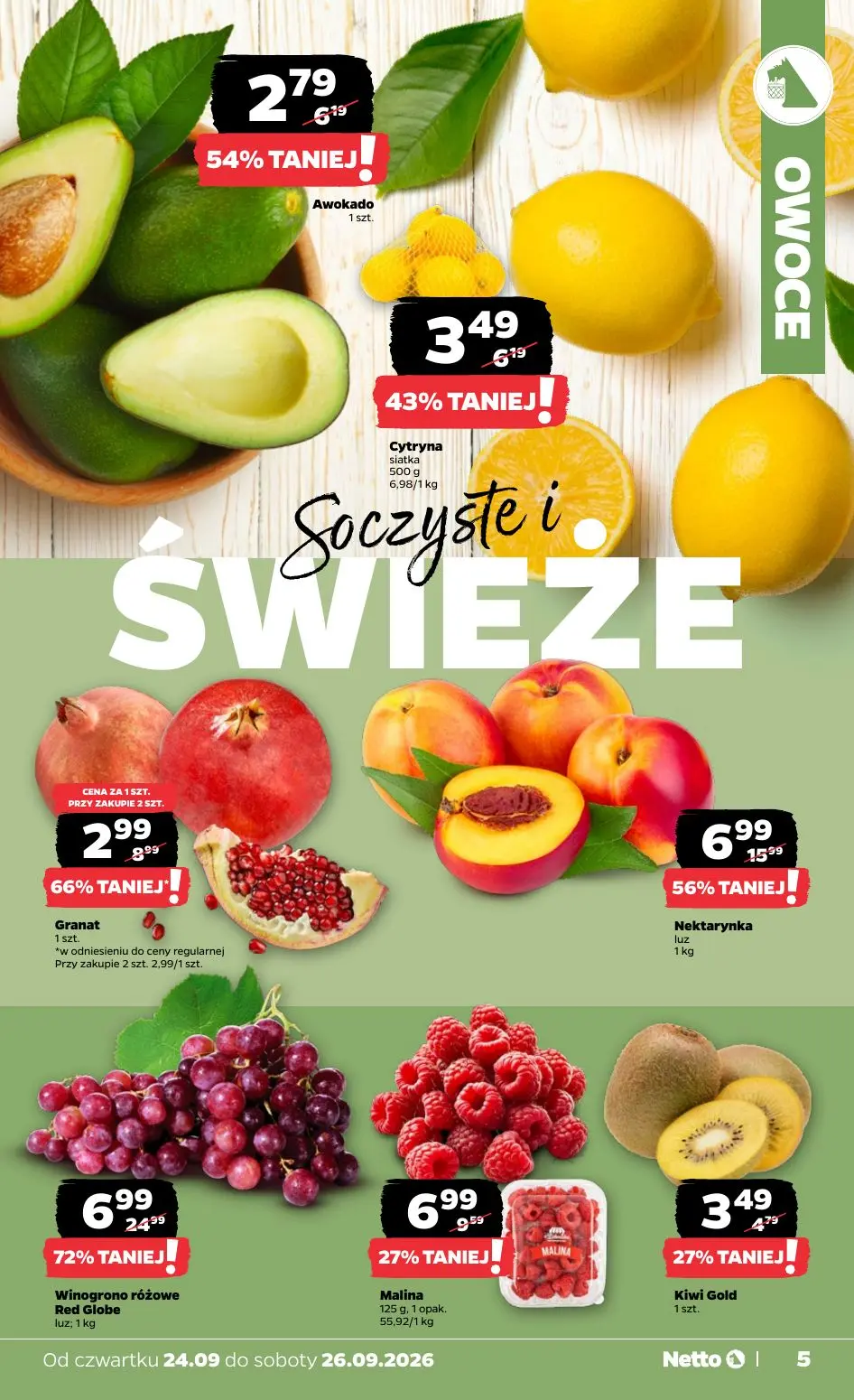 NETTO gazetka, strona 5 z 23 — Winogrono różowe Red Globe, Nektarynka, Granat