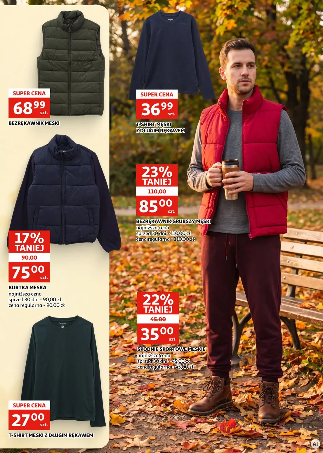 Auchan gazetka, strona 7 z 9 — BEZRĘKAWNIK GRUBSZY MĘSKI, KURTKA MĘSKA, SPODNIE SPORTOWE MĘSKIE