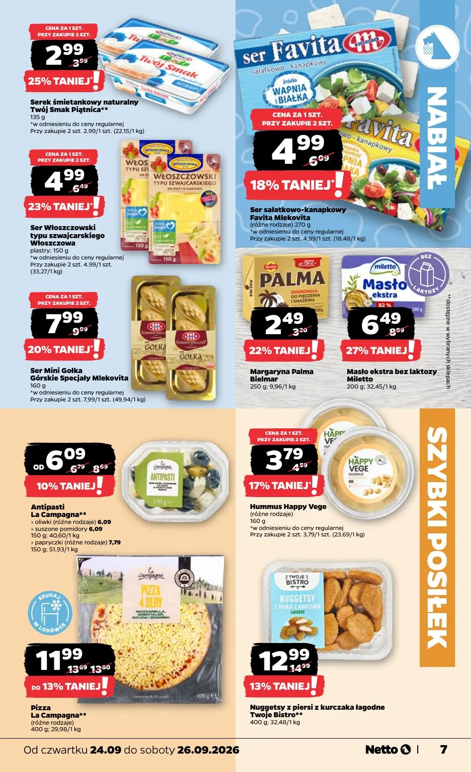 NETTO gazetka, strona 7 z 23 — Antipasti La Campagna**, Masło ekstra bez laktozy Miletto, Ser Mini Gołka Górskie Specjały Ml…