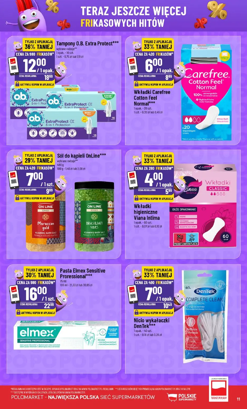 POLOmarket gazetka, strona 11 z 16 — Tampony O.B. Extra Protect, Pasta Elmex Sensitive Proressional, Nicio wykałaczki DenTek