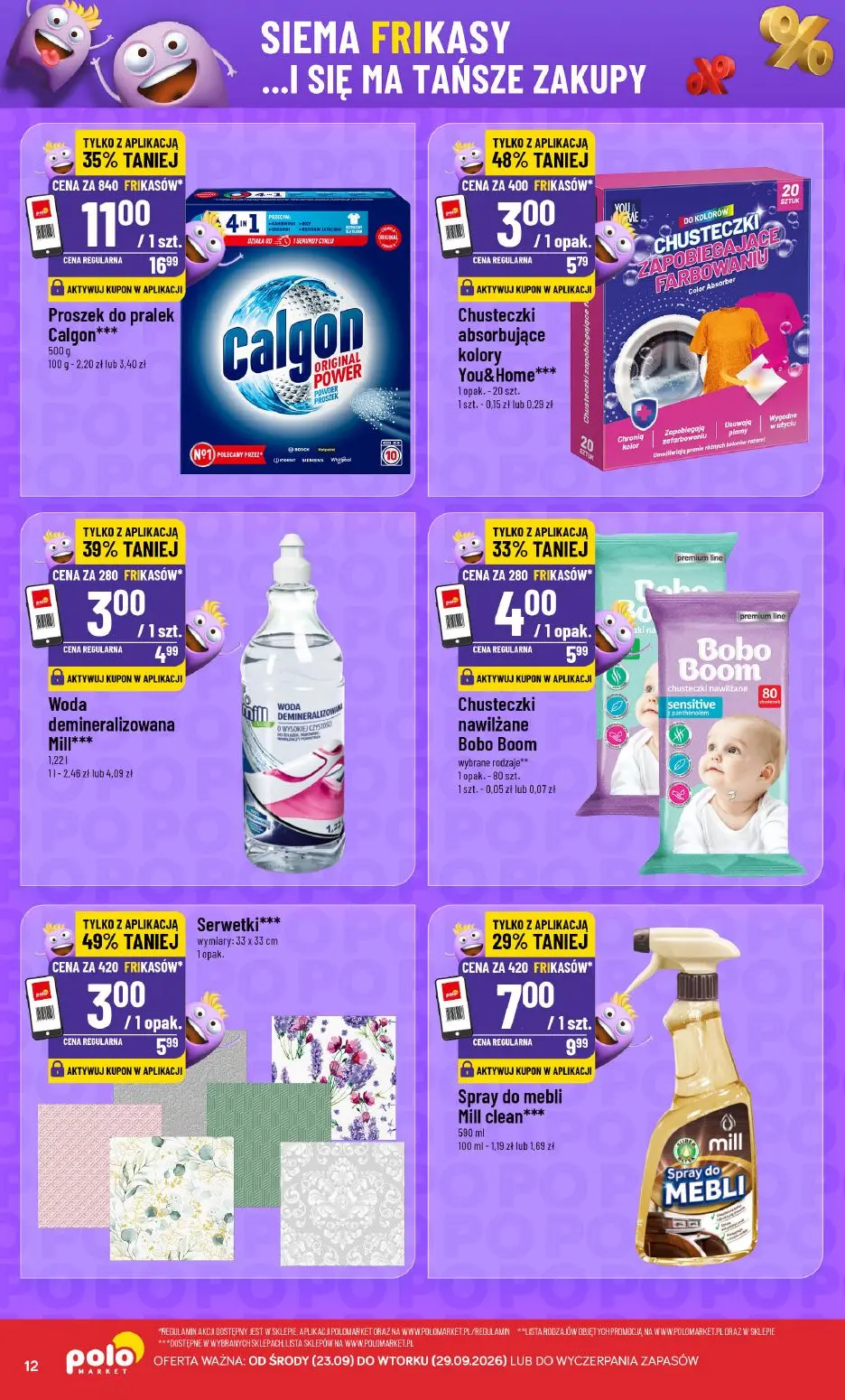 POLOmarket gazetka, strona 12 z 16 — Proszek do pralek Calgon***, Serwetki***, Spray do mebli Mill clean***
