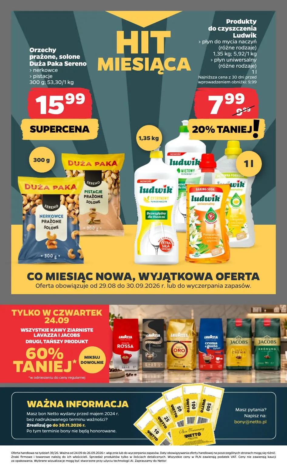 NETTO gazetka, strona 22 z 23 — Produkty do czyszczenia Ludwik płyn do mycia naczyń (różne rodzaje) / płyn uniwersalny (różn…