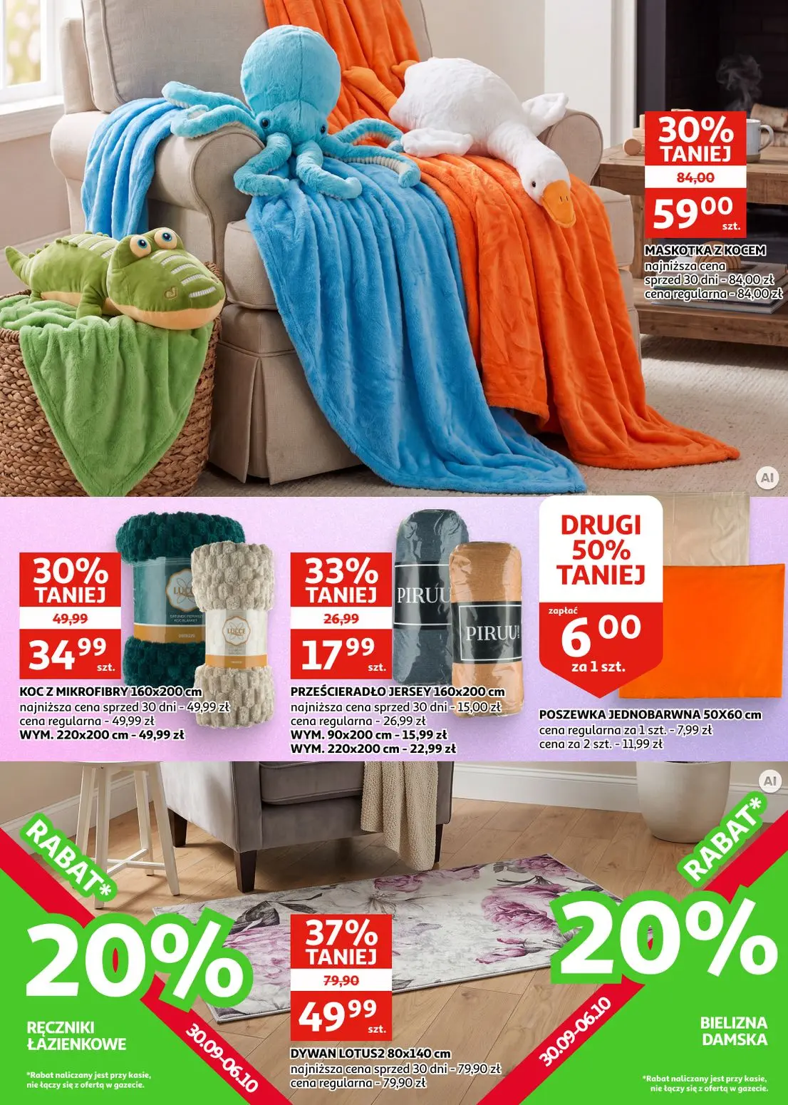 Auchan gazetka, strona 23 z 25 — DYWAN LOTUS2, MASKOTKA Z KOCEM, KOC Z MIKROFIBRY