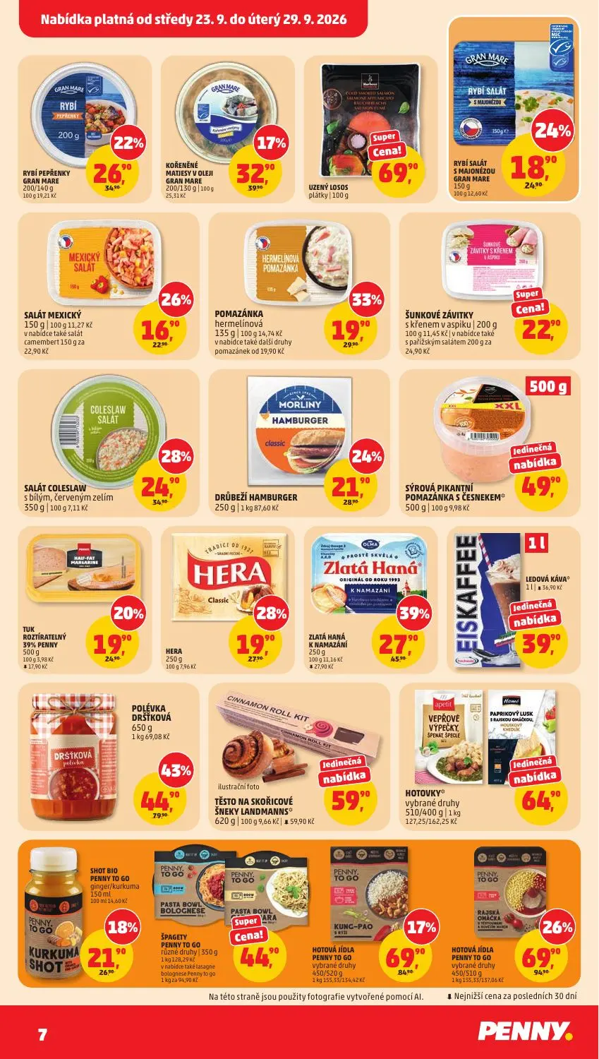 PENNY leták, strana 7 z 37 — POLÉVKA DRŠŤKOVÁ, HOTOVÁ JÍDLA PENNY TO GO vybrané druhy, ZLATÁ HANÁ K NAMAZÁNÍ