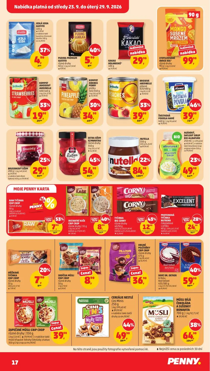 PENNY leták, strana 17 z 37 — EXTRA DŽEM SCHWARTAU, DORT DR. OETKER Red Velvet, CEREÁLIE NESTLÉ Cini Minis