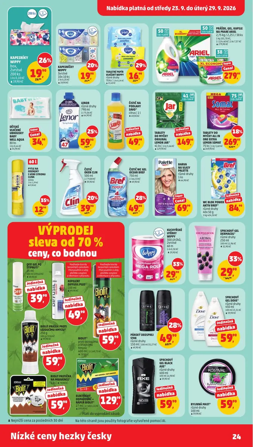 PENNY leták, strana 24 z 37 — ELEKTRICKÝ ODPAROVAČ NÁPLŇ BIOLIT, TABLETY DO MYČKY ALL IN ONE EXTRA LEMON SOMAT, PRÁŠEK, GEL,…
