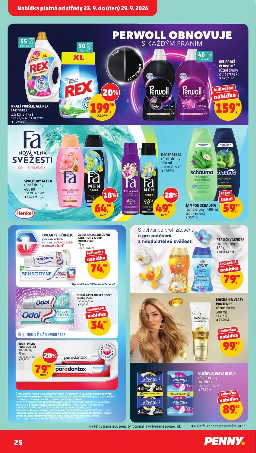 PENNY leták, strana 25 z 37 — PRACÍ PRÁŠEK, GEL REX Freshness, DEOSPREJ FA různé druhy, ZUBNÍ PASTA PARODONTAX Whitening