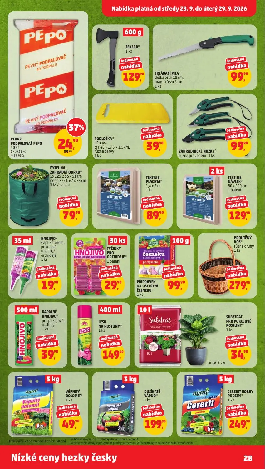 PENNY leták, strana 28 z 37 — PEVNÝ PODPALOVAČ PEPO, SEKERA®, SKLÁDACÍ PILA