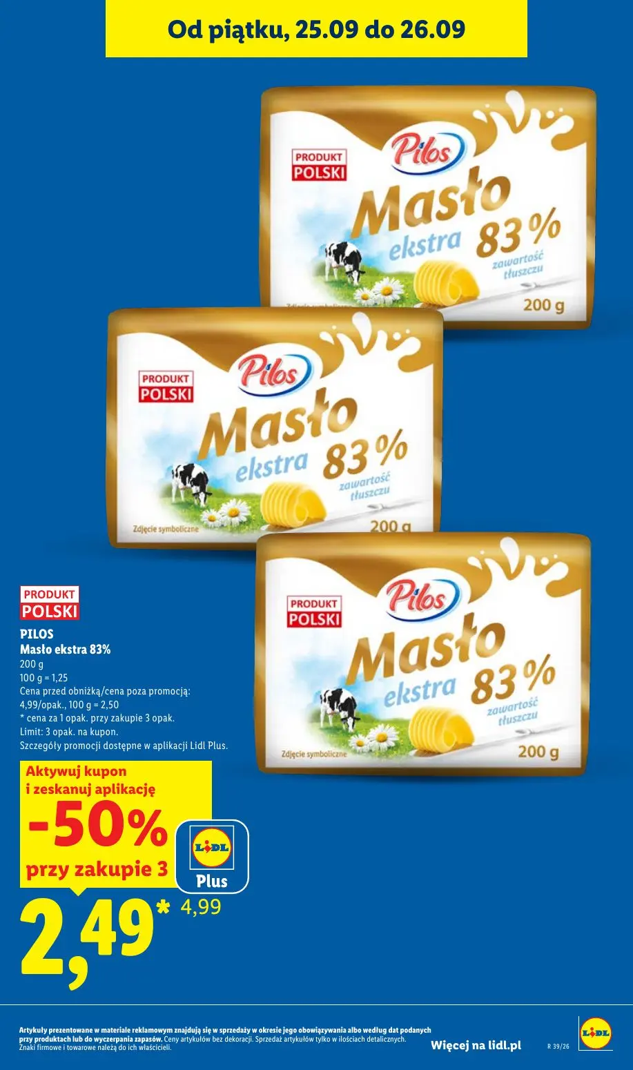 Lidl gazetka, strona 17 z 105 — Pilos Masło ekstra 83%
