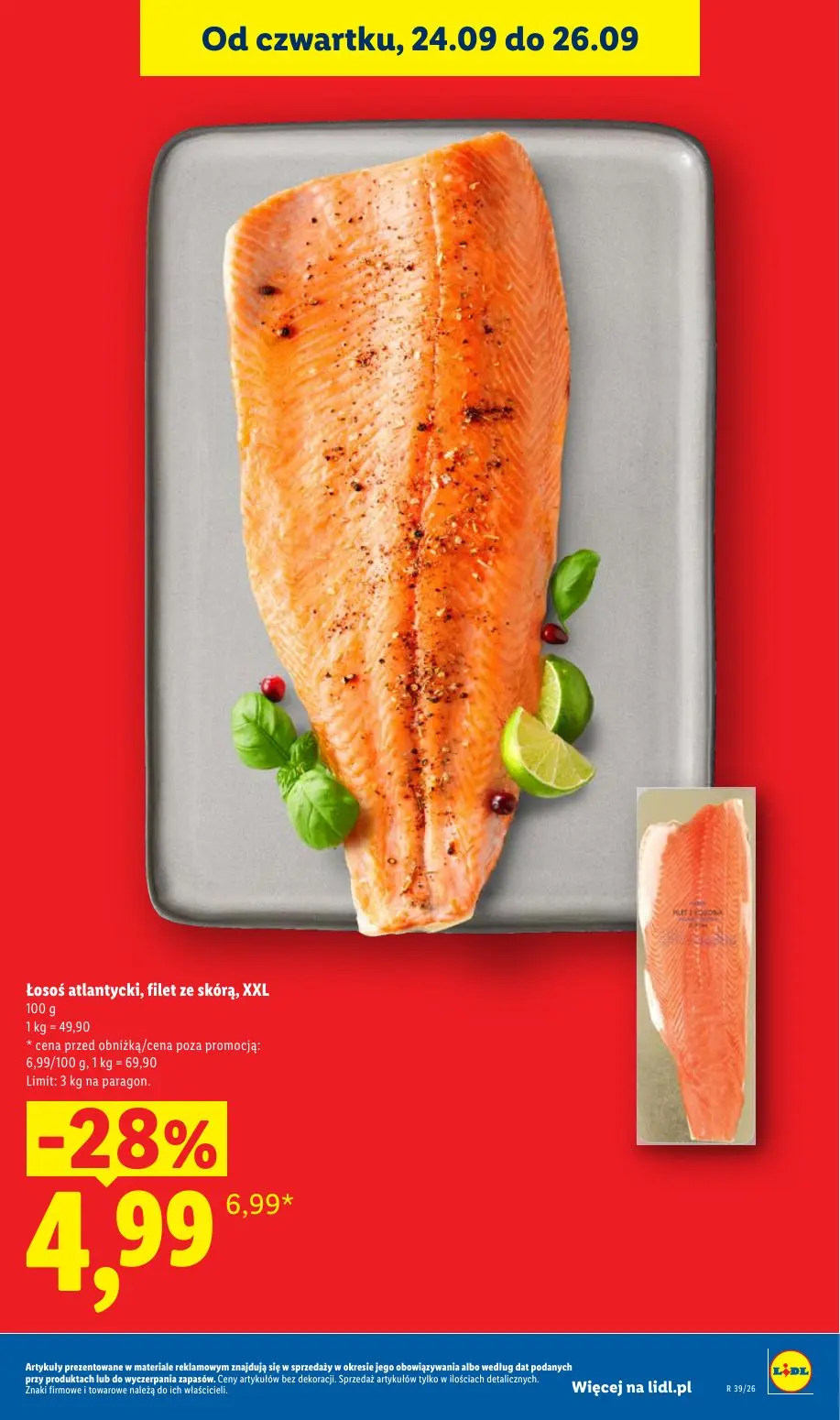 Lidl gazetka, strona 25 z 105 — Łosoś atlantycki, filet ze skórą, XXL