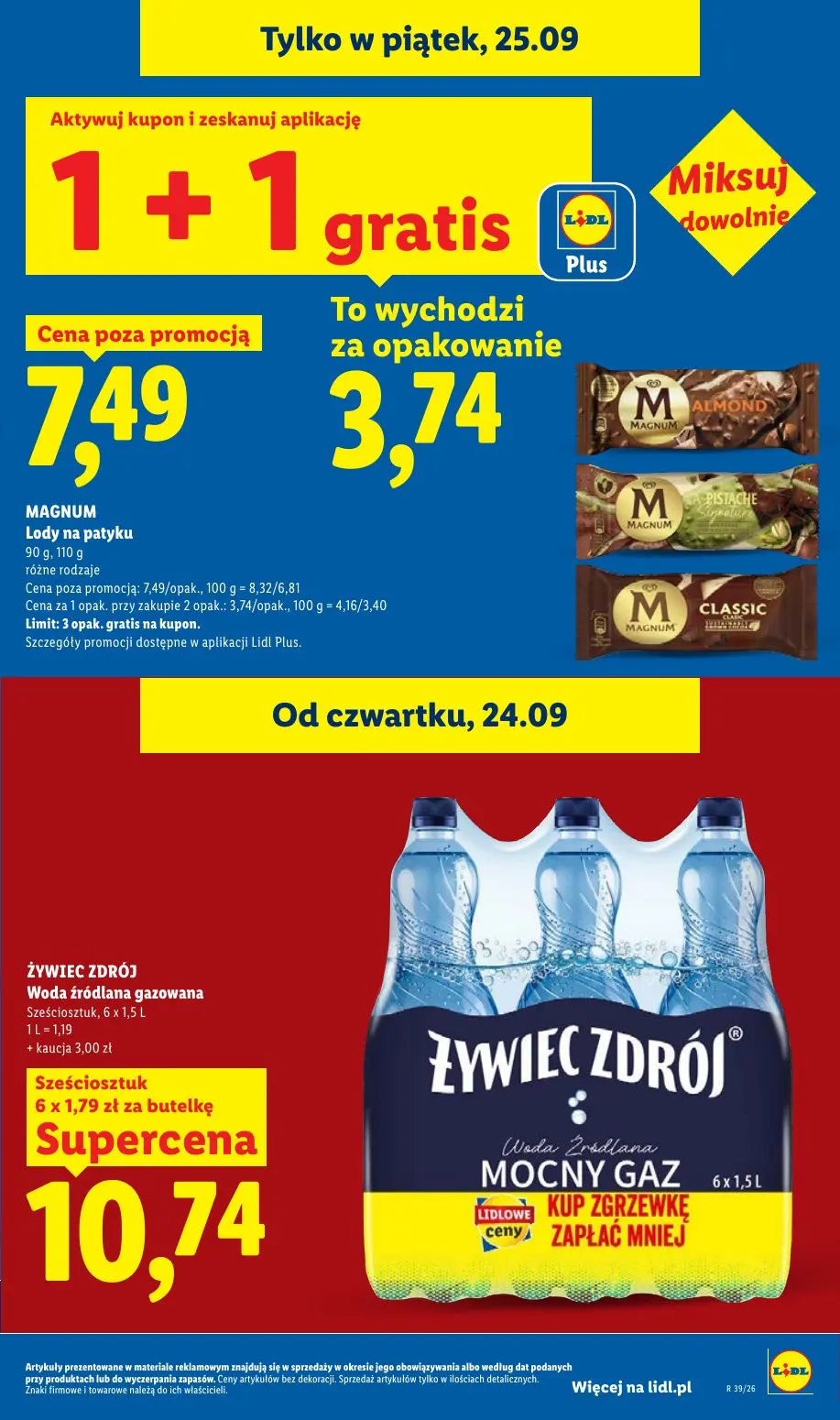 Lidl gazetka, strona 31 z 105 — MAGNUM Lody na patyku, ŻYWIEC ZDRÓJ Woda źródlana gazowana