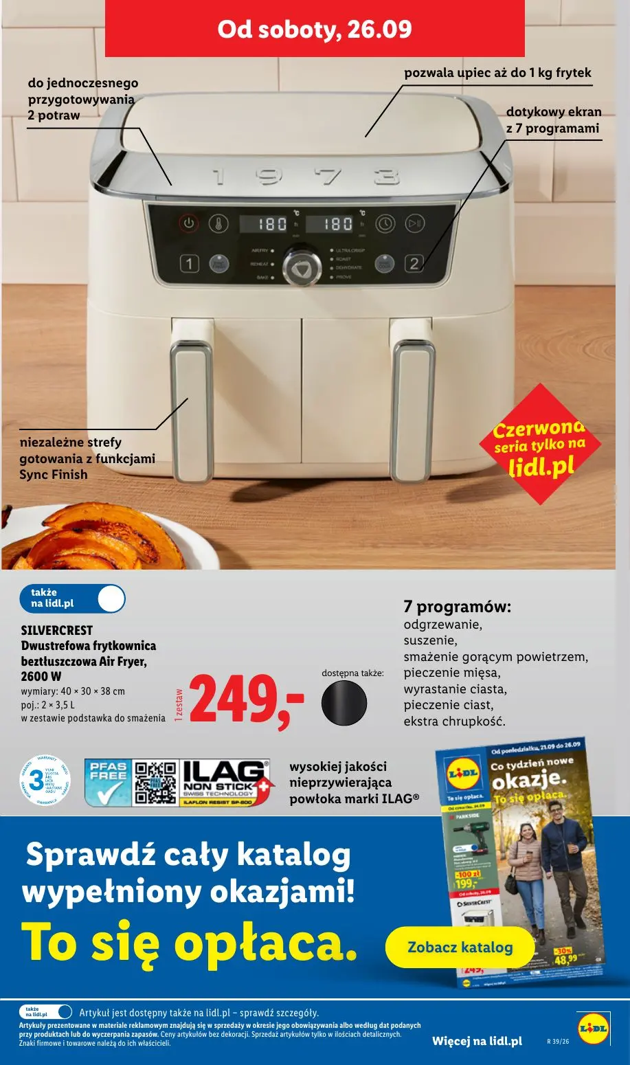 Lidl gazetka, strona 45 z 105 — SILVERCREST Dwustrefowa frytkownica beztłuszczowa Air Fryer, 2600 W