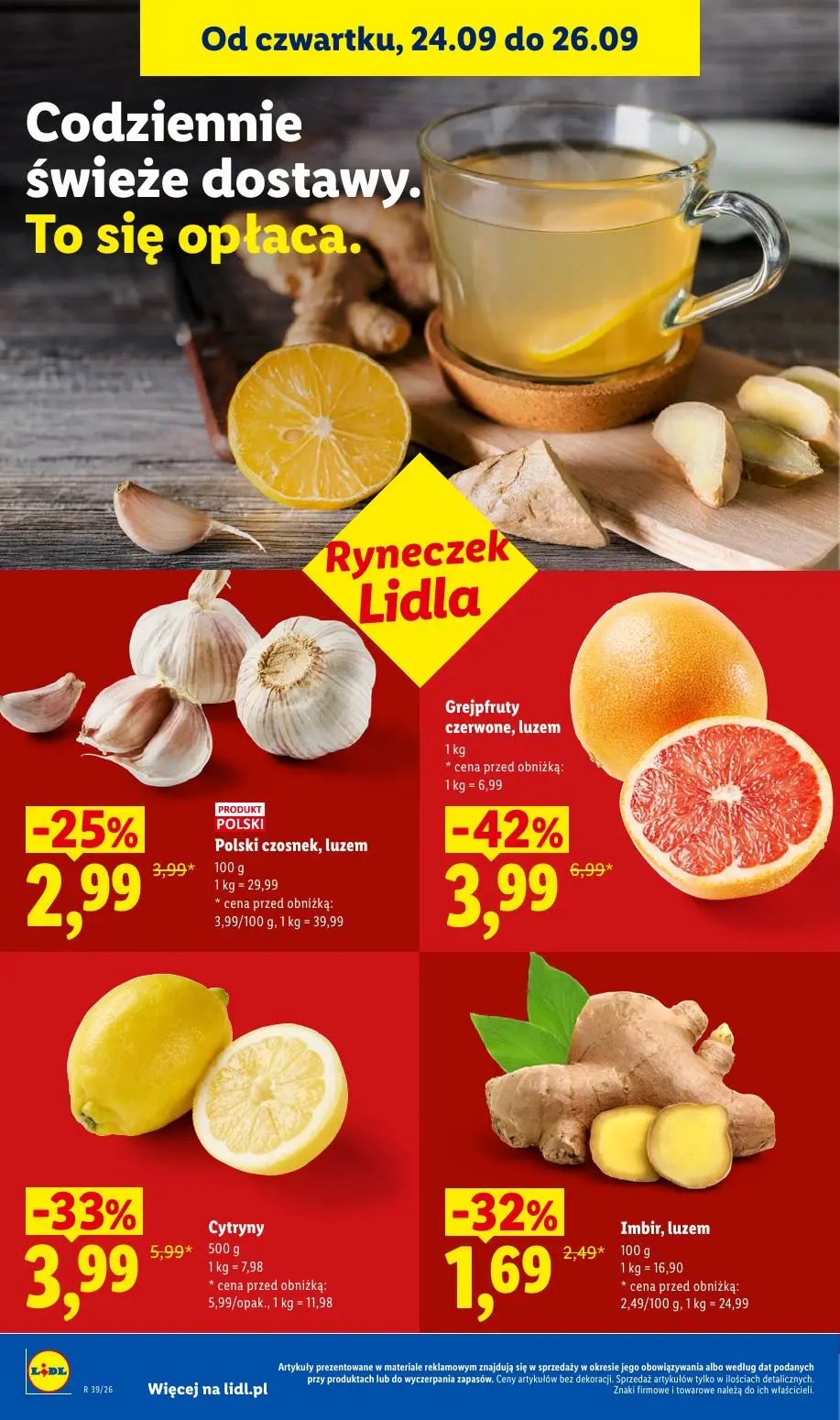 Lidl gazetka, strona 48 z 105 — Grejpfruty czerwone, luzem, Cytryny, Polski czosnek, luzem