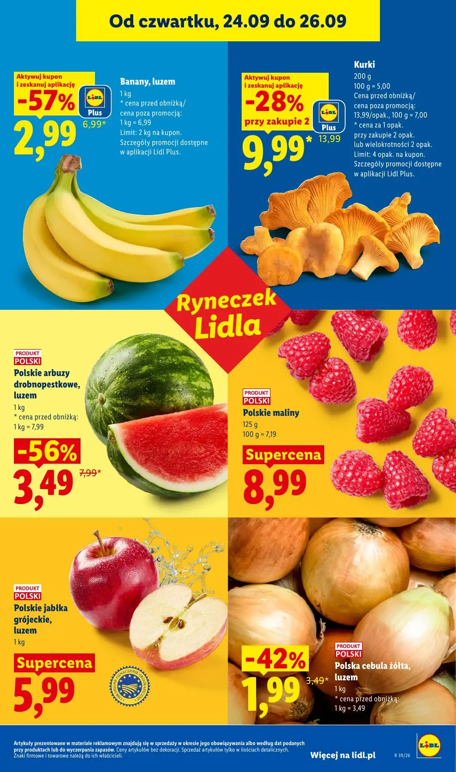 Lidl gazetka, strona 49 z 105 — Polskie arbuzy drobnopestkowe, luzem, Banany, luzem, Kurki