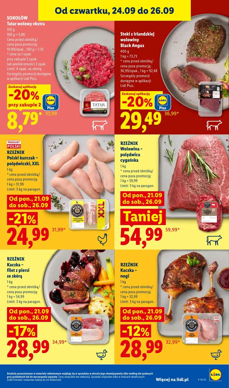 Lidl gazetka, strona 59 z 105 — Steki z irlandzkiej wołowiny Black Angus, Polski kurczak - polędwiczki, XXL, Kaczka - filet …