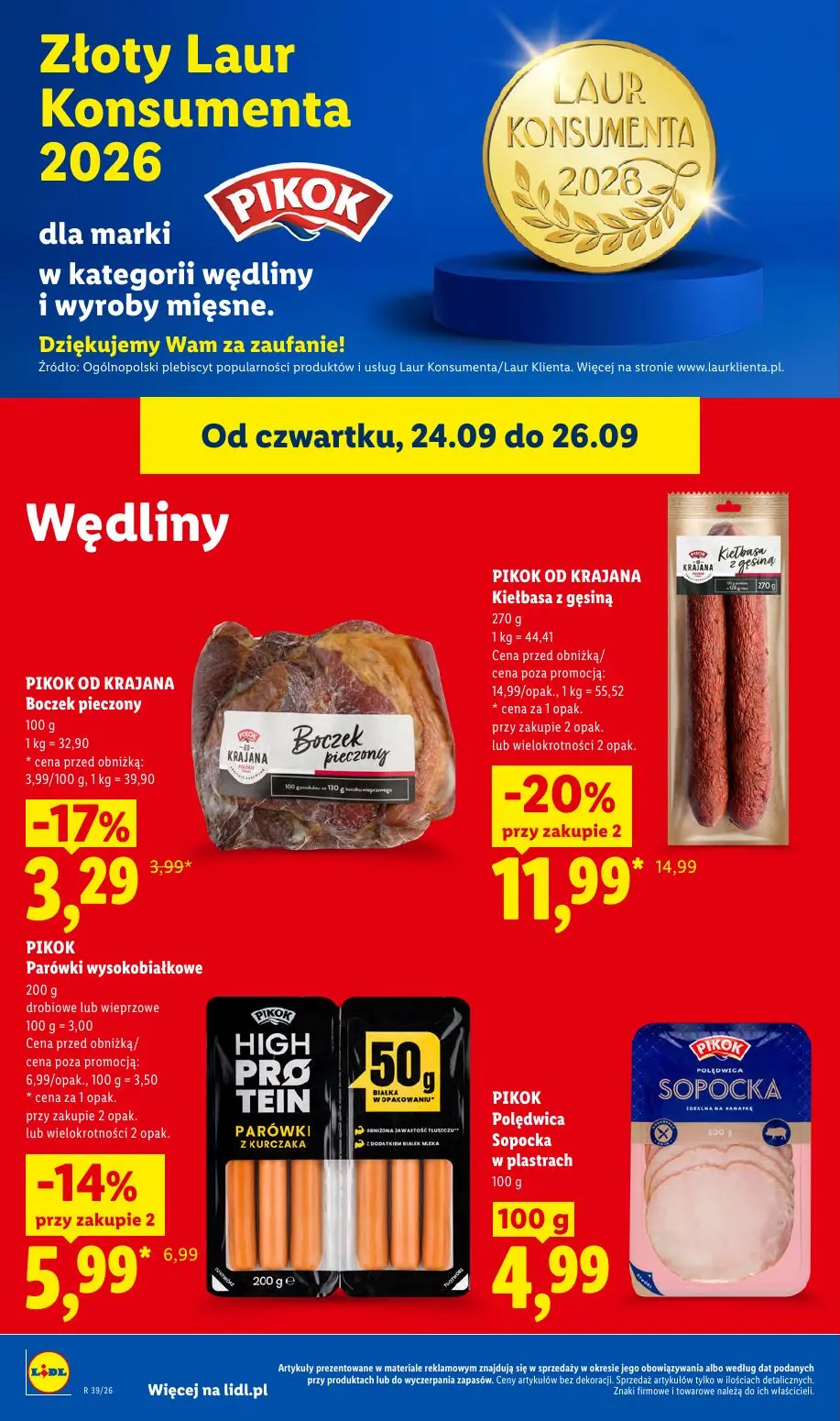 Lidl gazetka, strona 62 z 105 — Kiełbasa z gęsiną, Parówki wysokobiałkowe, Boczek pieczony