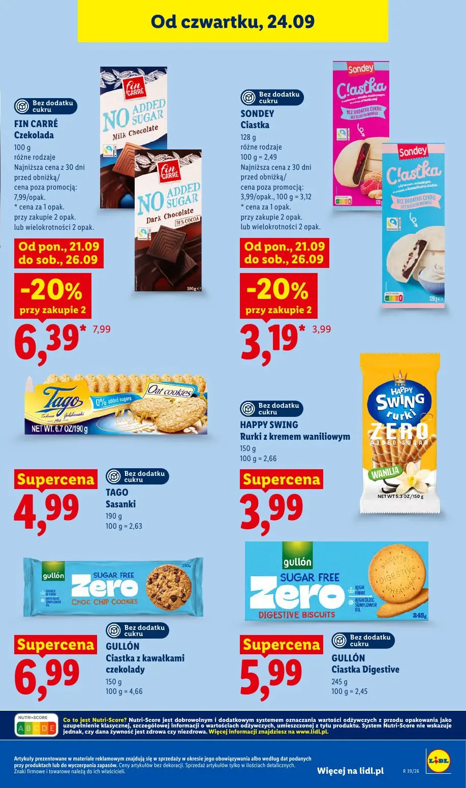 Lidl gazetka, strona 71 z 105 — FIN CARRÉ Czekolada różne rodzaje, SONDEY Ciastka różne rodzaje, TAGO Sasanki