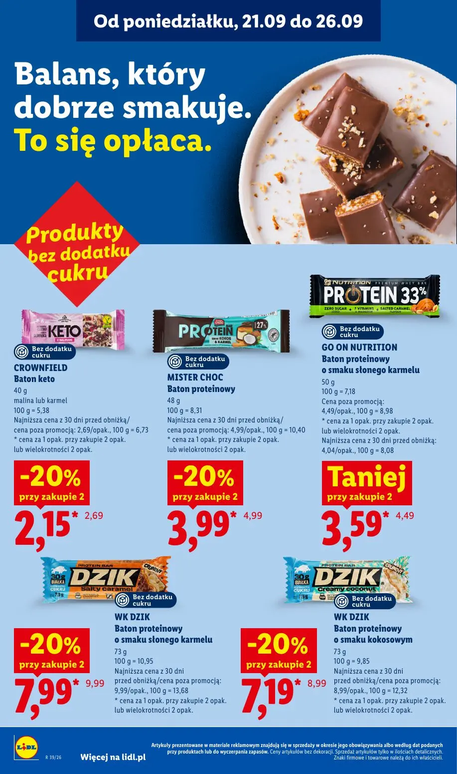 Lidl gazetka, strona 72 z 105 — WK DZIK Baton proteinowy o smaku słonego karmelu, WK DZIK Baton proteinowy o smaku kokosowym…