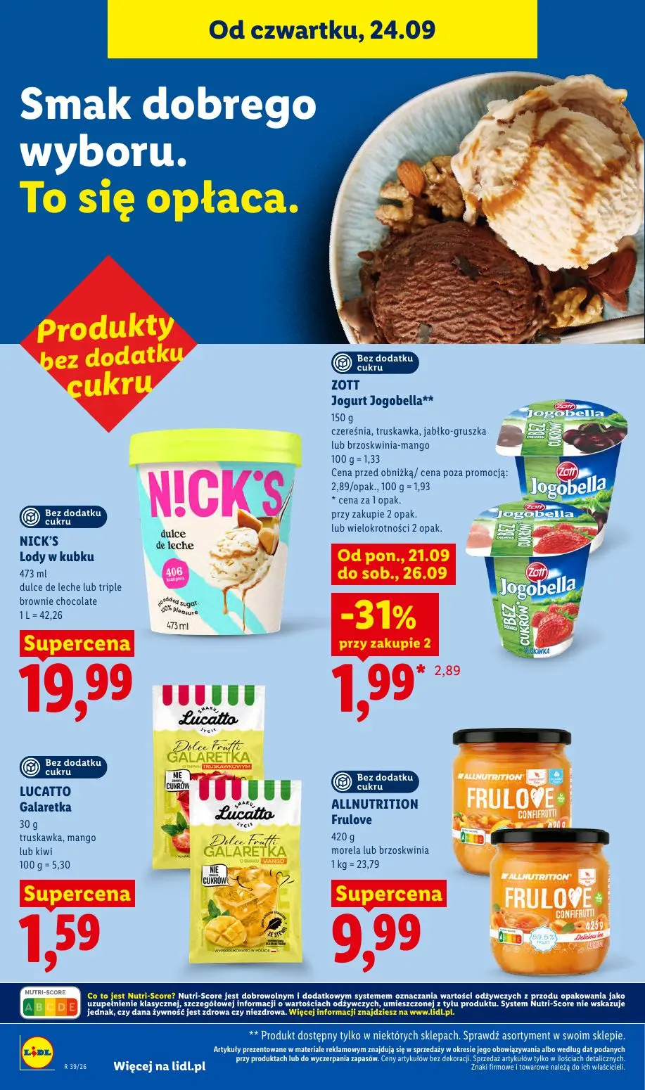 Lidl gazetka, strona 74 z 105 — Jogurt Jogobella, Lody w kubku, Galaretka