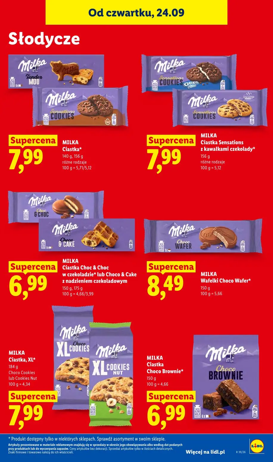 Lidl gazetka, strona 85 z 105 — MILKA Ciastka*, MILKA Ciastka Sensations z kawałkami czekolady*, MILKA Ciastka Choc & Choc w…
