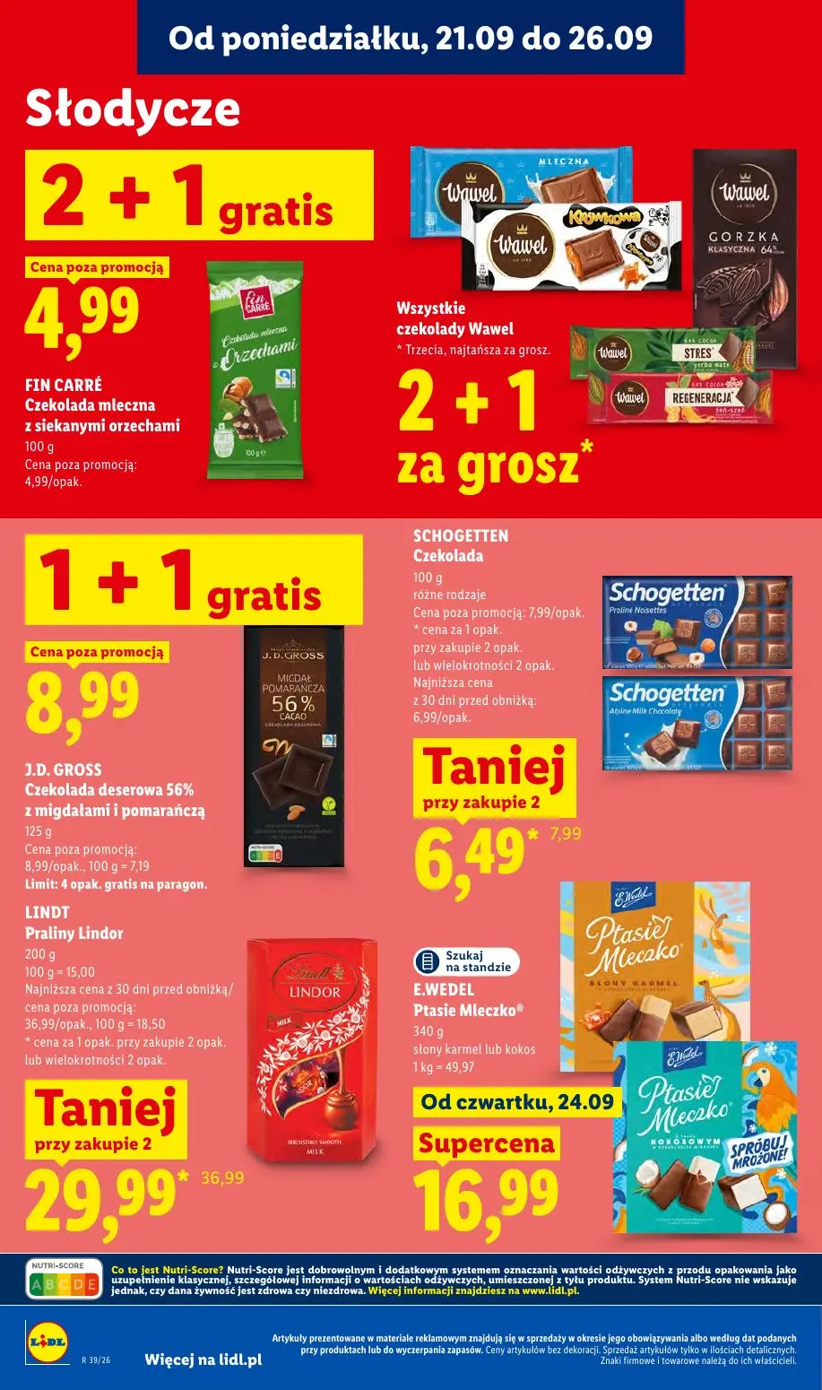 Lidl gazetka, strona 86 z 105 — LINDT Praliny Lindor, SCHOGETTEN Czekolada, FIN CARRÉ Czekolada mleczna z siekanymi orzechami