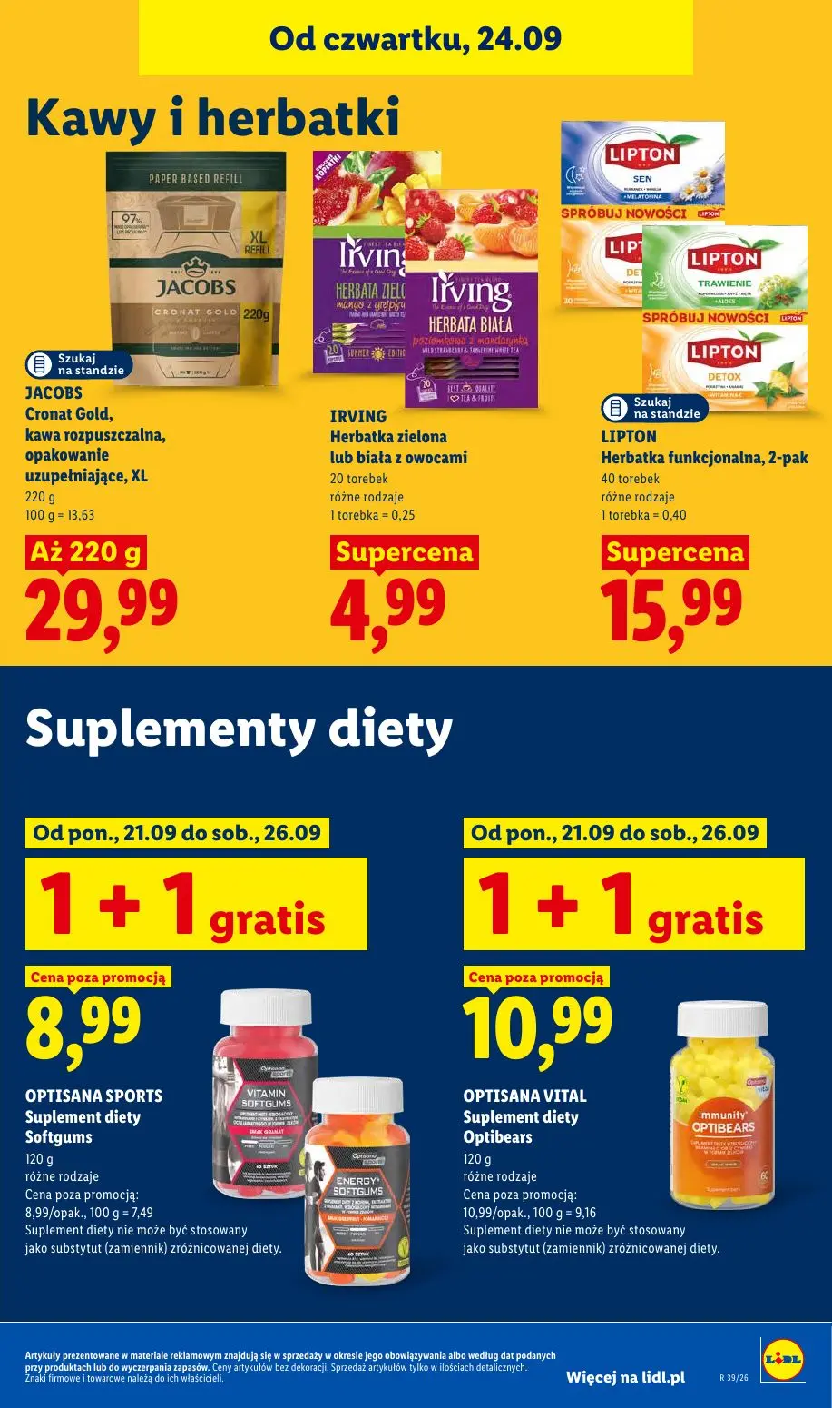 Lidl gazetka, strona 89 z 105 — JACOBS Cronat Gold, kawa rozpuszczalna, opakowanie uzupełniające, XL, IRVING Herbatka zielon…