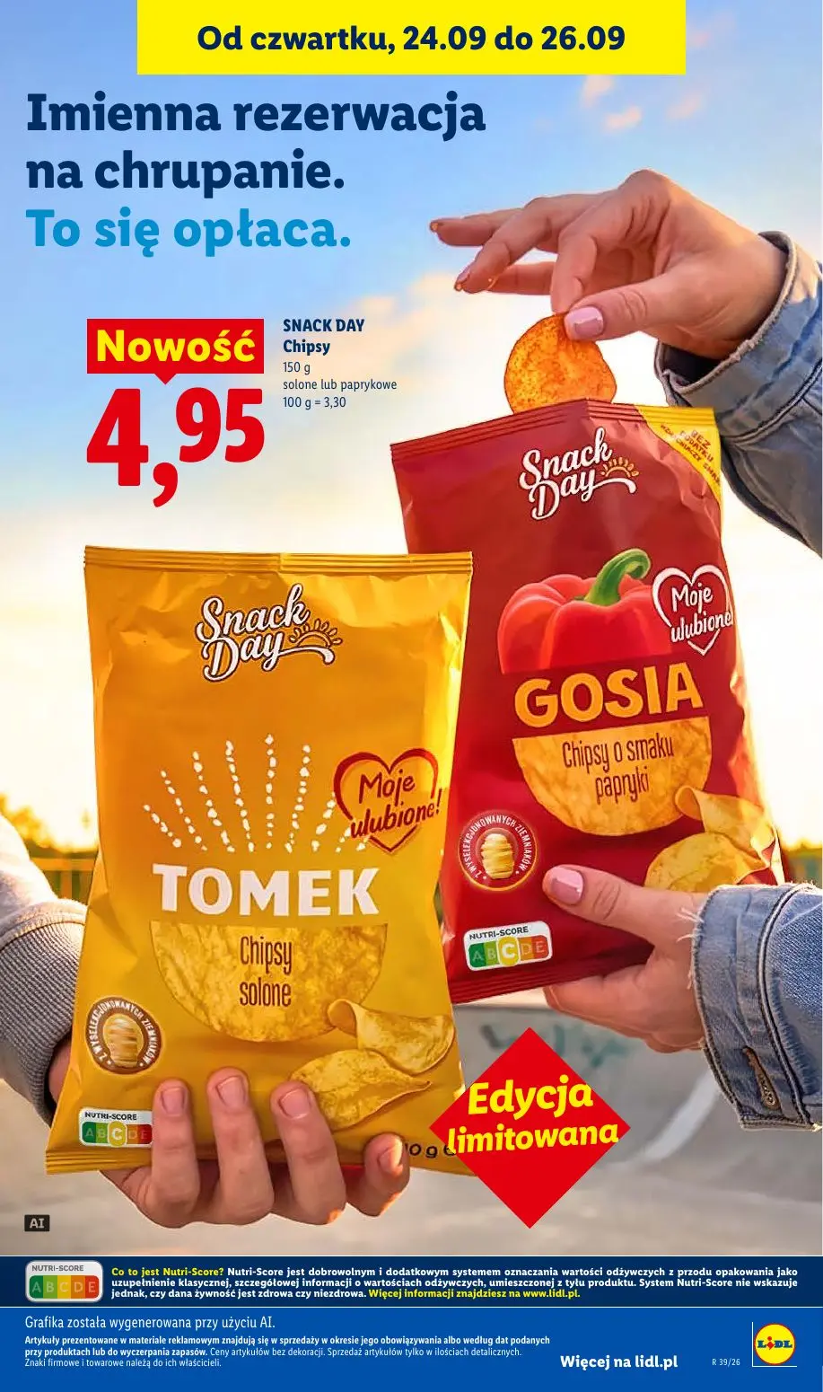 Lidl gazetka, strona 91 z 105 — SNACK DAY Chipsy solone lub paprykowe
