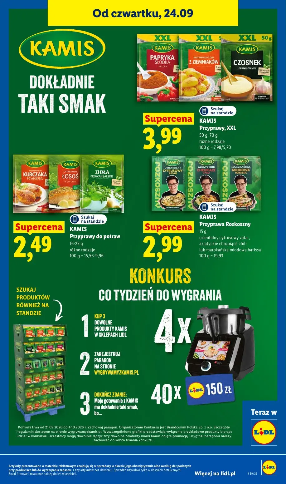 Lidl gazetka, strona 93 z 105 — KAMIS Przyprawy, XXL Papryka słodka, Przyprawa do dań z ziemniaków, Czosnek granulowany, KAM…