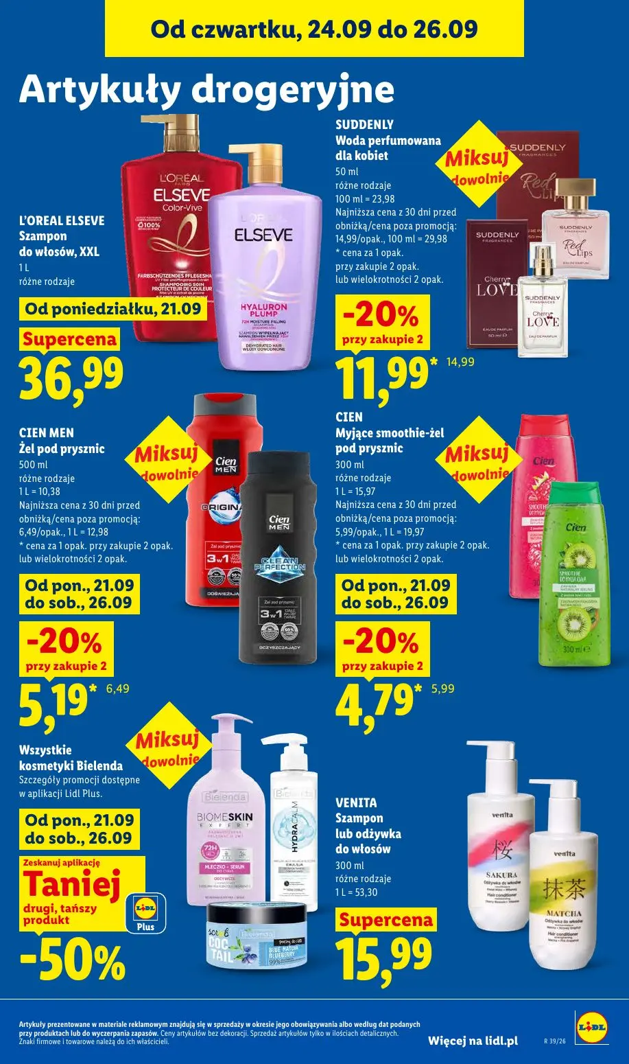 Lidl gazetka, strona 97 z 105 — SUDDENLY Woda perfumowana dla kobiet, CIEN MEN Żel pod prysznic, CIEN Myjące smoothie-żel po…