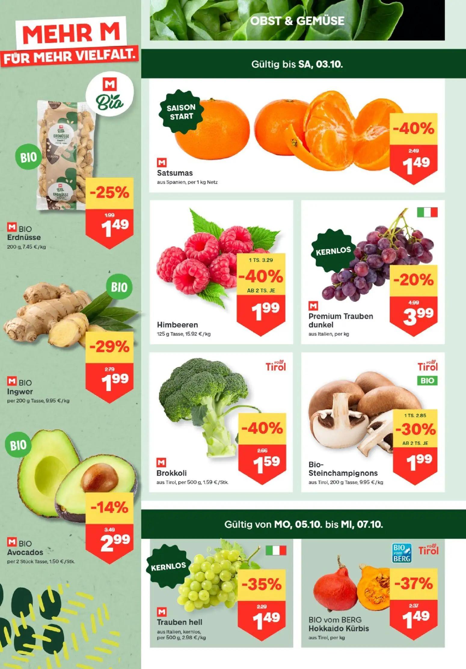 MPREIS Prospekt, Seite 2 von 16 — Himbeeren, Brokkoli, Satsumas