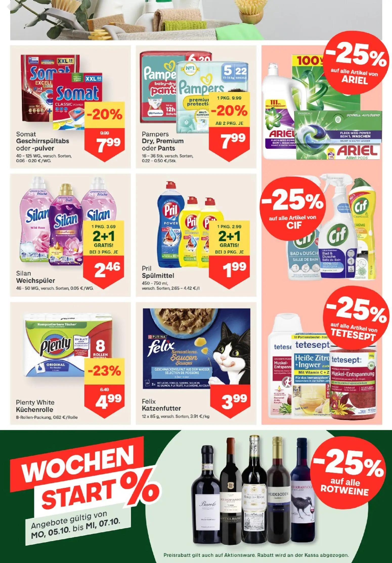 MPREIS Prospekt, Seite 11 von 16 — Somat Geschirrspültabs oder -pulver, Pampers Dry, Premium oder Pants, Plenty White Küchen…