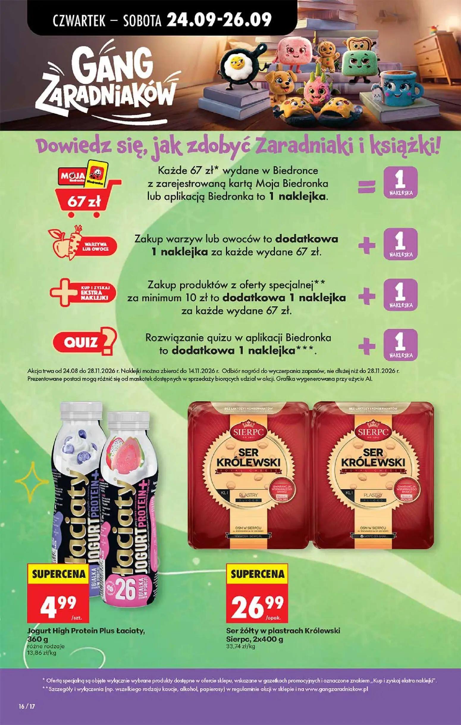 Biedronka gazetka, strona 2 z 6 — Jogurt High Protein Plus Łaciaty, Ser żółty w plastrach Królewski Sierpc