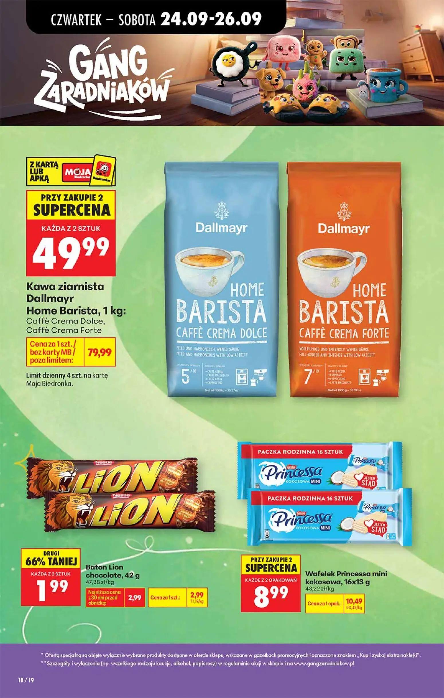 Biedronka gazetka, strona 4 z 6 — Kawa ziarnista Dallmayr Home Barista, Caffè Crema Dolce, Caffè Crema Forte, Wafelek Prince…