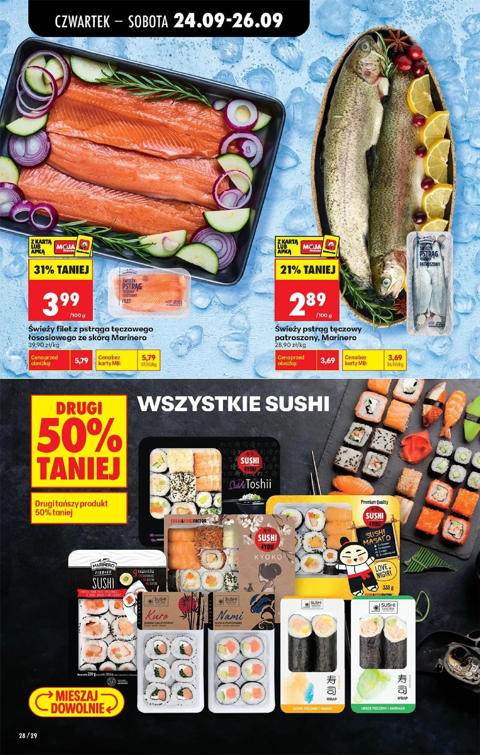 Biedronka gazetka, strona 42 z 91 — Świeży filet z pstrąga tęczowego łososiowego ze skórą Marinero, Świeży pstrąg tęczowy pa…
